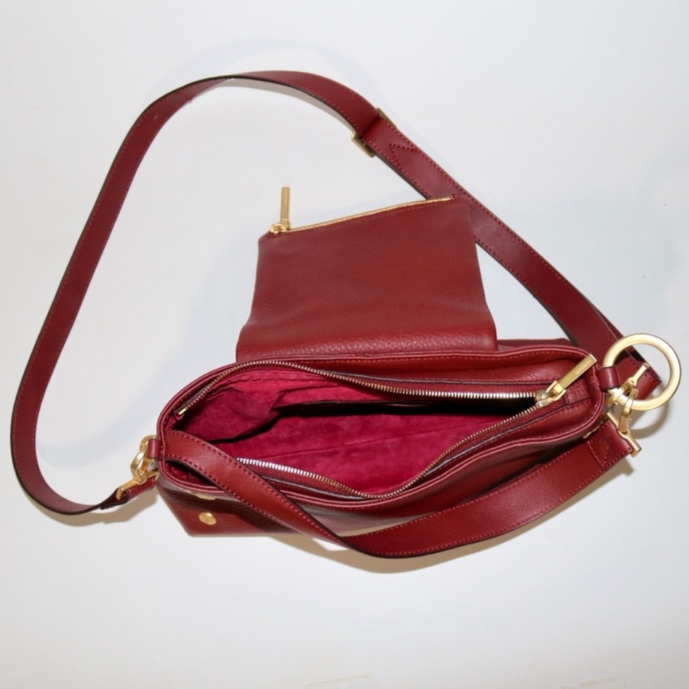 Hammitt Brushed Gold Pebble Leather VIP Satchel in Pomodoro Red - Picture 10 of 15